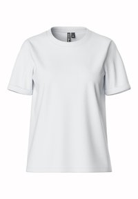 Vit kortärmad T-shirt i bomull, med rund halsringning och vikta ärmslut. Enkelt design utan synliga mönster eller detaljer.