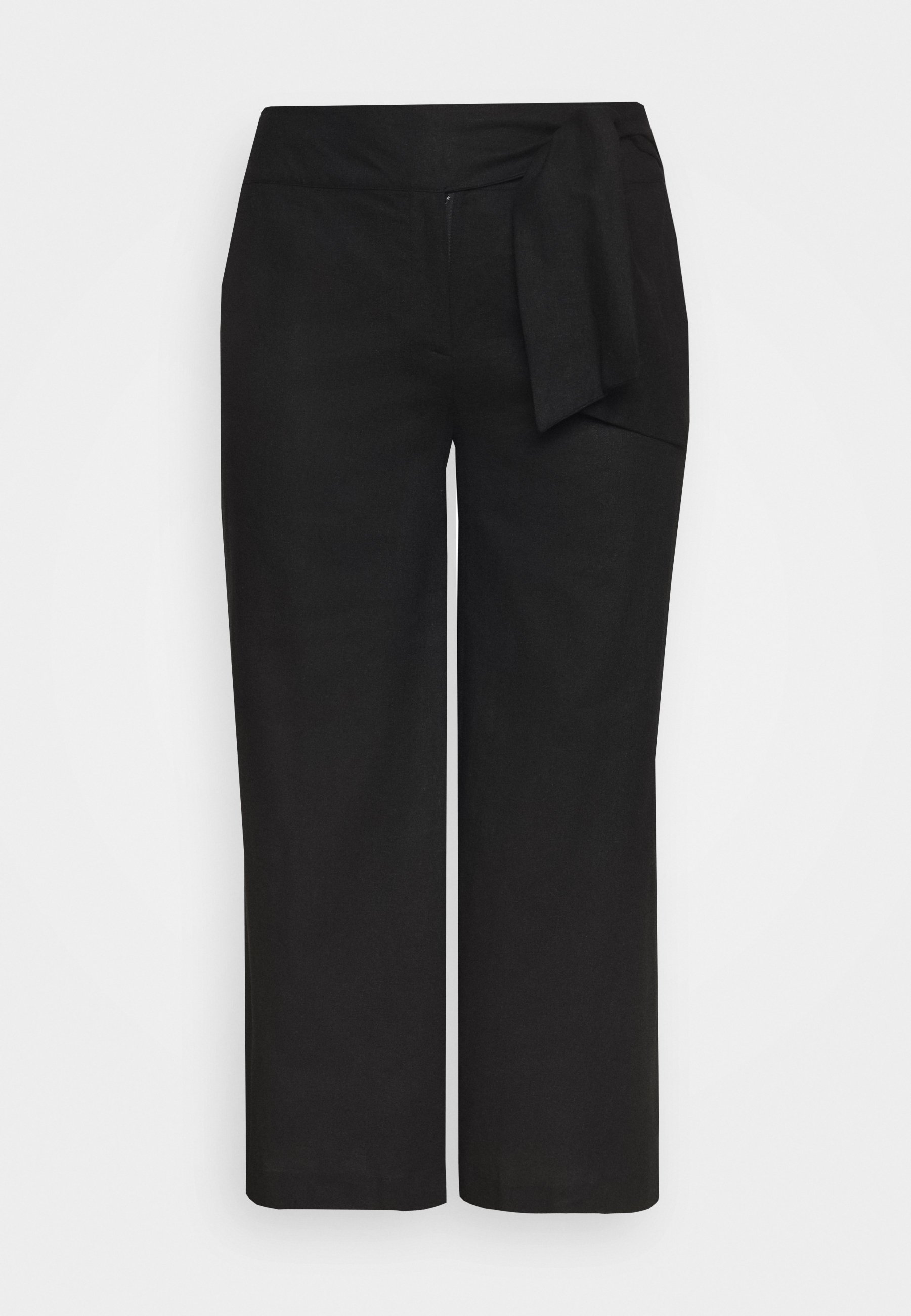 Lost Ink Plus TIE WAIST WIDE LEG TROUSER Bukse black Lost Ink Petite PLEAT DETAIL TROUSER - Bukse - black
