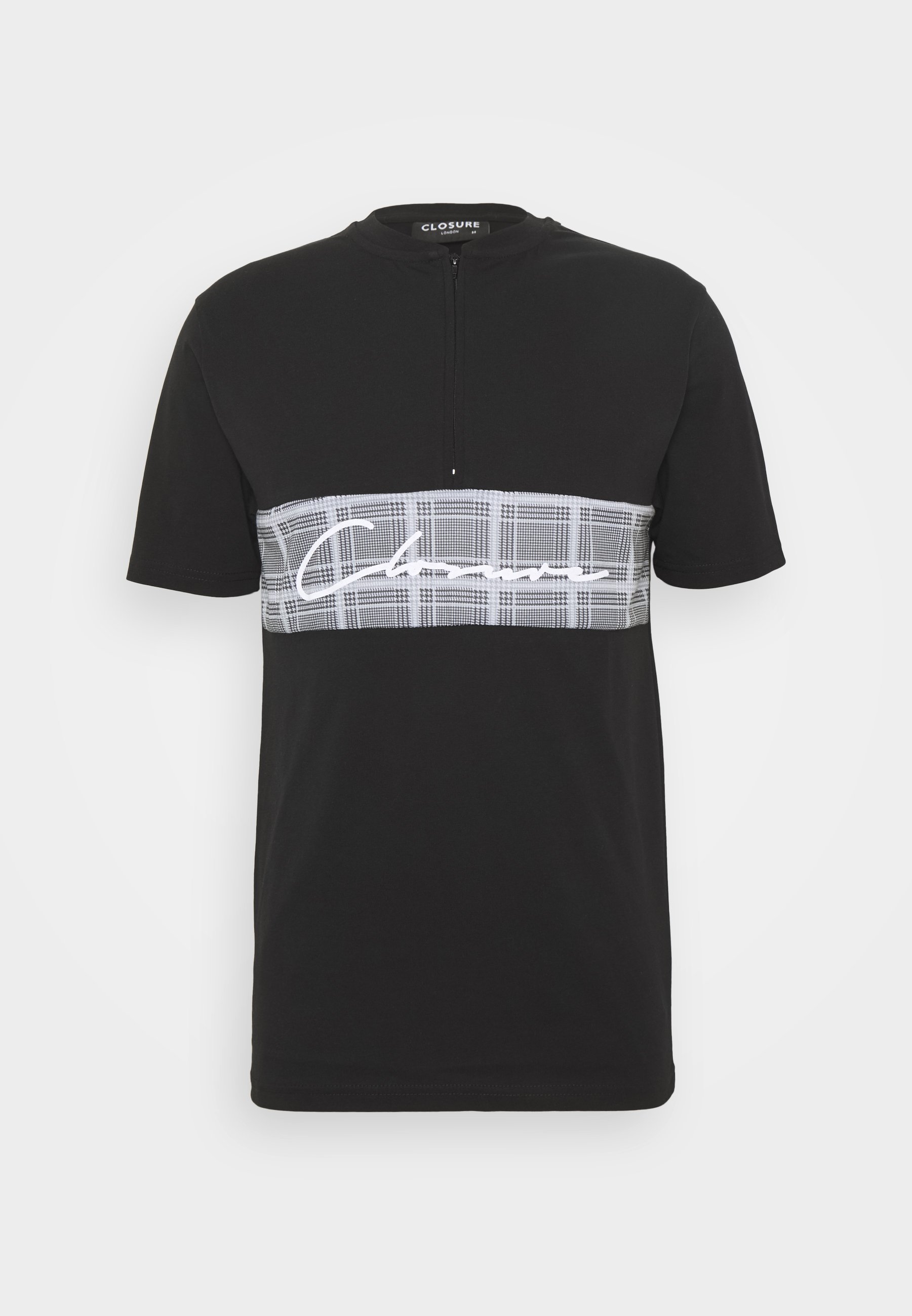 CLOSURE London BAND ZIP CHECKED TEE T shirts med print CLOSURE London BAND ZIP CHECKED TEE - T-shirts med print - black
