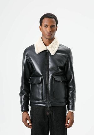 Kunstlederjacke - black-ecru