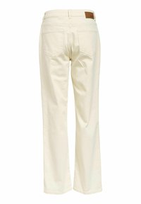 Vaaleanvihreät leveälahkeiset farkut, joissa on korkea vyötärö, valmistettu puuvillasta. Ominaisuuksiin kuuluu kaksi takataskua ja ruskea nahkainen tuotemerkin etiketti vyötäröllä.