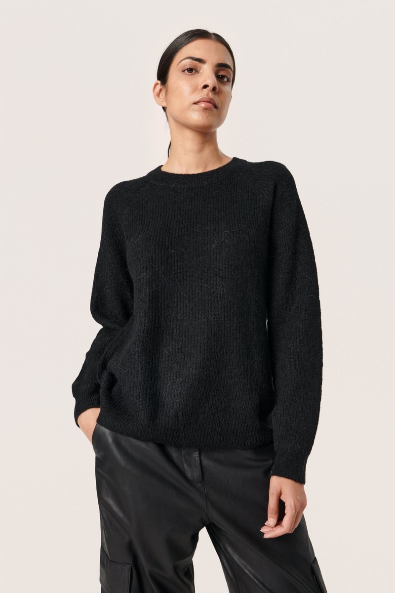 Soaked in Luxury - TUESDAY RAGLAN PULLOVER LS - Stickad tröja - black, Förstora