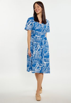 Shirt dress - blau wollweiss