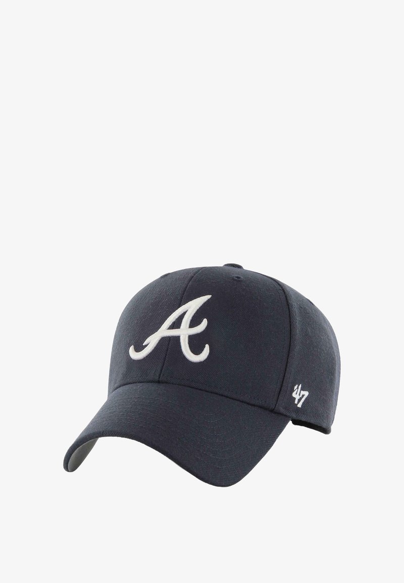Navy baseball cap with a curved brim, embroidered white "A" logo on the front, and a small white "47" on the side. Cotton material.