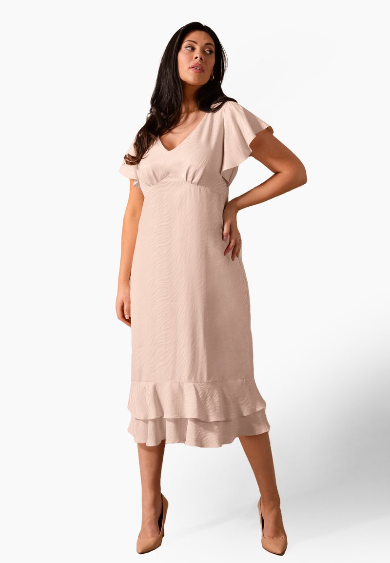 Live Unlimited London ZEBRA JACQUARD TIERED SLEEVE Day dress pink