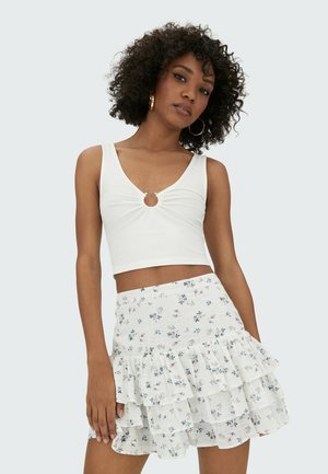 MIT VOLANTS - A-line skirt - off white