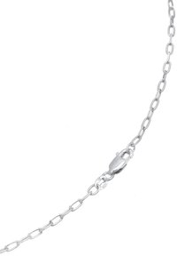 Collana in argento sterling con anelli ovali, dotata di chiusura a molla. La texture liscia e la finitura lucida ne esaltano l'eleganza.