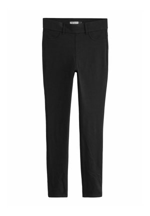 Leggings noirs slim-fit avec poches avant et passants de ceinture, fabriqués en tissu jersey extensible.