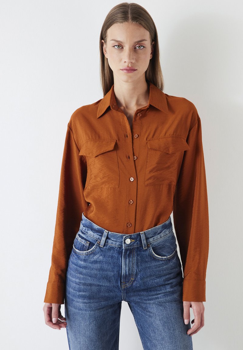 Chemisier H&M En Orange Brûlé - Taille 36 (FR) - Manches 3/4 - Occasion Très Bon état
