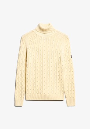 Superdry & Co SLOUCHY CABLE ROLL NECK - Striktrøje - natural white