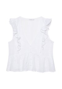 FITTING EMBROIDERED WITH RUFFLES - Bluse - white