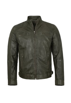 ALESSIO - Leather jacket - olive
