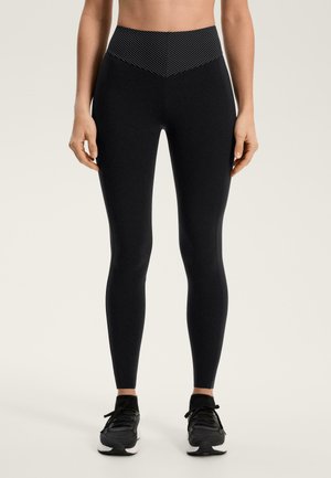 BASIC HIGH-RISE COMPRESSIVE ANKLE-LENGTH LEGGINGS 65 CM 33768254 - Tajice - black