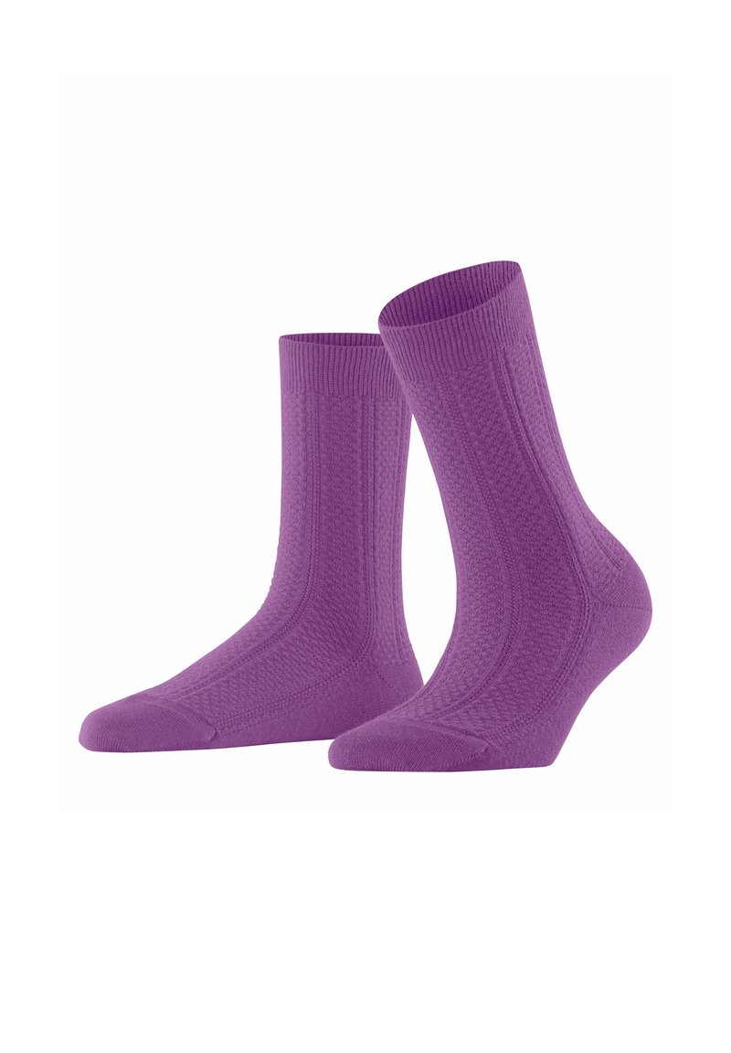 Lila Baumwollsocken mit gerippter Textur, verstärkter Zehen- und Fersenpartie sowie einem glatten Bündchen für hohen Tragekomfort in klassischer Knöchellänge.
