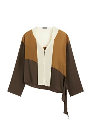 Massimo Dutti, TRICOLOR FLOWING SHIRT - Blouse - dark brown