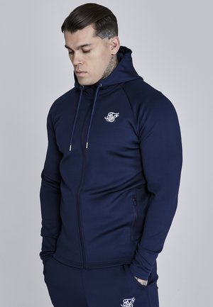 Športna jopa s kapuco na zadrgo - navy