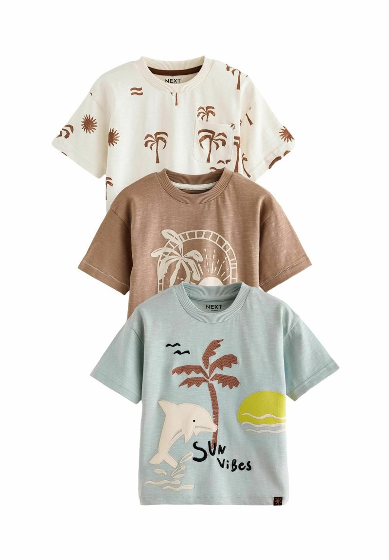 Next SHORT SLEEVE CHARACTER 3 PACK - Triko s potiskem - blue brown