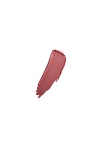 Matte læbestift swatch i en rosenpink nuance, med en cremet tekstur og en let glans, der viser en glat påføring og en vinkelret kant.