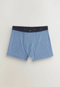 Blaue Baumwoll-Boxershorts mit einem marineblauen Bund, ausgestattet mit einem Etikett, das "NEXT" sagt, und einem figurbetonten Design mit nahtlosen Seiten und einem gefütterten Frontbereich.