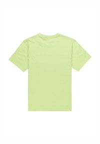 Lys grøn bomulds T-shirt med rund hals, korte ærmer og et simpelt design. Glat tekstur, ingen yderligere mønstre eller accenter.