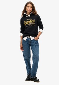 Superdry & Co EMBELLISHED VINTAGE LOGO GRAPHIC - Felpa con cappuccio - jet black