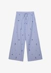 EMBROIDERED PYJAMA-STYLE TROUSERS - Pantalon classique - blue