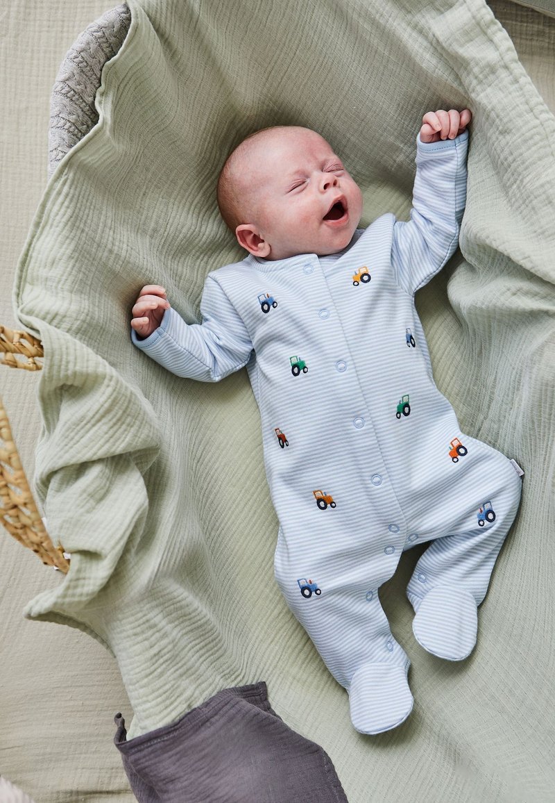 JoJo Maman Bébé REGULAR FIT -TRACTOR EMBROIDERED - Šliaužtinukai - blue