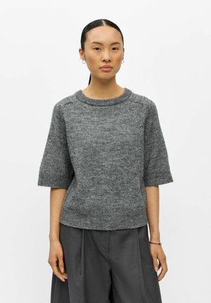 Object, OBJDENISI 2/4 RE KNIT PULLOVER NOOS - T-shirt basic - medium grey melange