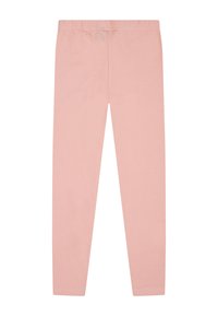 Leggings rose clair en coton doux, avec une taille élastique et des jambes fuselées. Texture lisse sans motifs ni accents visibles.