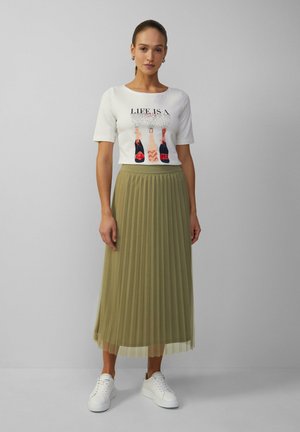 s.Oliver BLACK LABEL LANGER MIT UND FUTTER - Pleated skirt - olivgrün