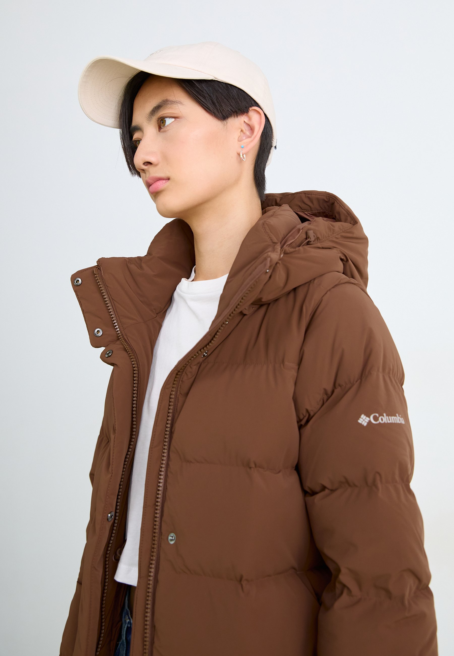 Columbia AMAZE PUFF™ LONG HOODED - Down coat - tobacco/brown - Zalando