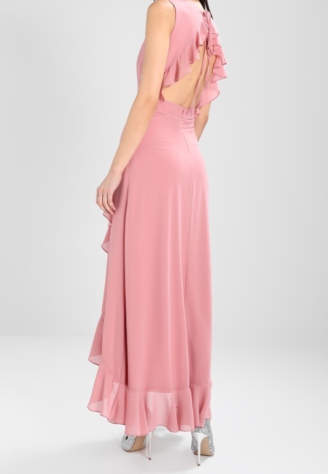 princess polly baby blue dress Tfnc Plus Women's Pink Bridesmaid Satin Maxi Dress With Scalloped Lace  Detail main image 1
