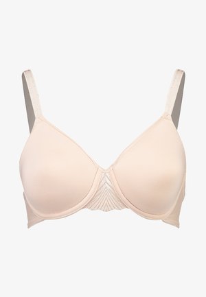 Beige rinnahoidja, millel on sile kangas, toega luud ja peent geomeetrilist mustrit keskosas. Reguleeritavad rihmad ja õmblusteta tassid.