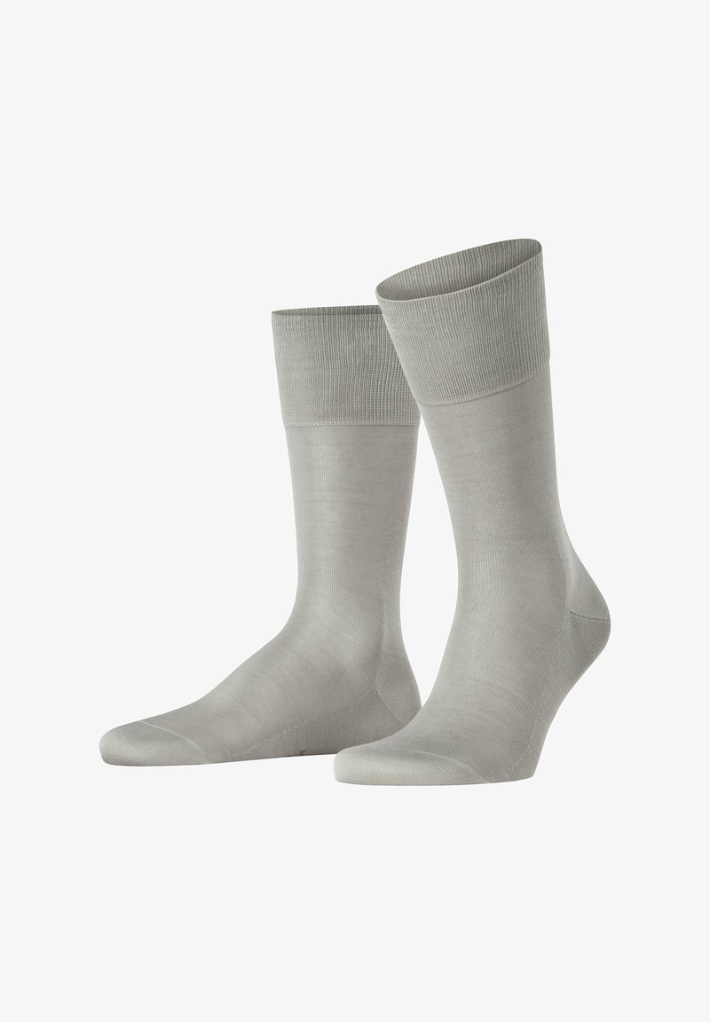 Graue Knöchelsocken aus glattem, dehnbarem Material mit gerippten Bündchen und nahtlosem Zehenbereich. Ideal für den Alltagsgebrauch.