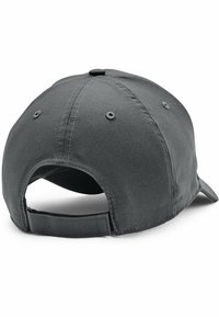 Szara czapka baseballowa o usztywnionej konstrukcji, z regulowanym paskiem z tyłu oraz otworami wentylacyjnymi. Gładka tekstura materiału.