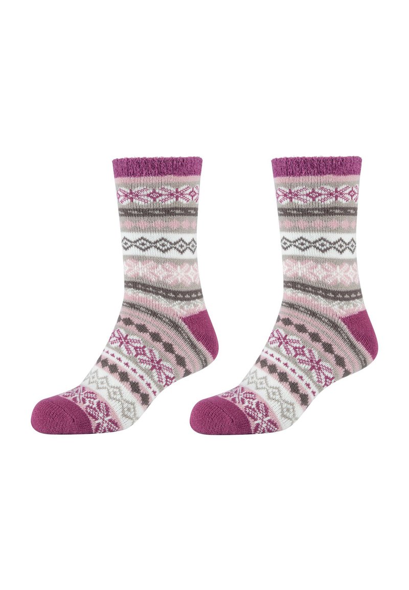 camano ONLINE WOMEN COSY NORWEGIAN WINTER SOCKS 2 PACK - Kojinės - damson