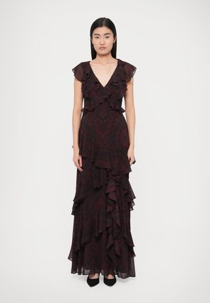 ARITAS SHORT SLEEVE GOWN - Maxi šaty - dark garnet/multi-coloured
