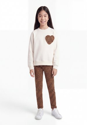 GAP, SEP CREW SET HEART PATCH - Colanți – pantaloni - off-white/ brown/ black