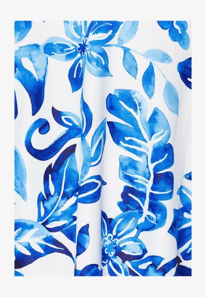 Yours Clothing TROPICAL TIE FRONT TANKINI - Bikini-Top - blue