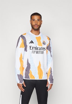 REAL MADRID PRE MATCH WARM - Maglietta a manica lunga - white/crew orange/charcoal/glow blue