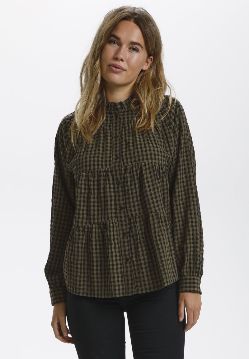 Chemisier Topshop Vert Foncé Taille 8 - Manches Courtes, Effet Froissé, Dos Nu