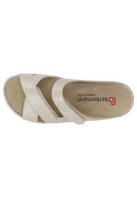 Beckermann sandals, light beige, synthetic upper with crisscross straps, cushioned footbed, and open toe design. Subtle textured finish.