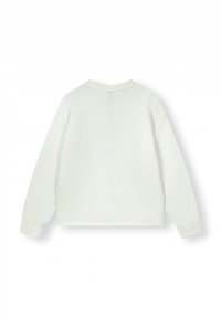 Langsleeve shirt in off-white, gemaakt van zachte katoen. Beschikt over een geribbelde ronde hals en boorden, met een relaxte, boxy silhouette en zonder patronen.