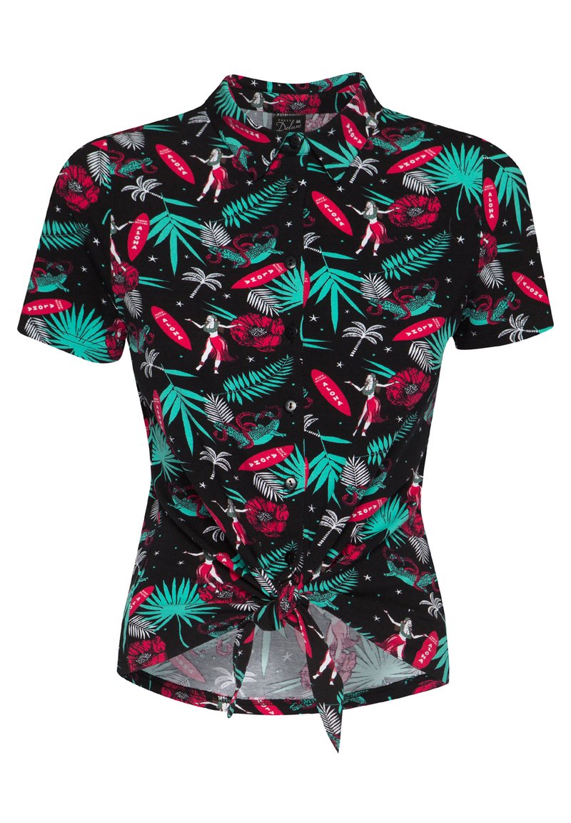 Damen Hemdblusen | Pussy Deluxe ALOHA Hemdbluse schwarz allover/schwarz - GB89850 Damen Hemdblusen | Pussy Deluxe ALOHA Hemdbluse schwarz allover/schwarz - GB89850
