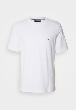 Short-sleeve white T-shirt made of cotton, featuring a small embroidered logo on the left chest. Classic crew neck design.