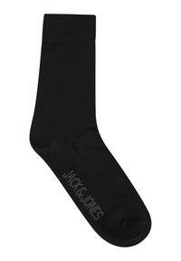 Schwarze Knöchelsocke aus einem glatten Material, mit einem bequemen Bündchen und dezentem grauen "Jack & Jones"-Logo an der Seite.