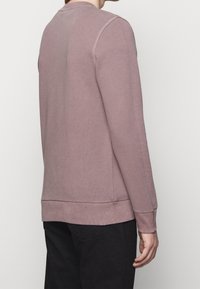 Felpa rosa chiaro con maniche lunghe, collo a giro, polsini a costine e vestibilità comoda, realizzata in morbido cotone.