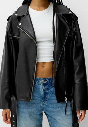 Bershka, Veste en similicuir - black