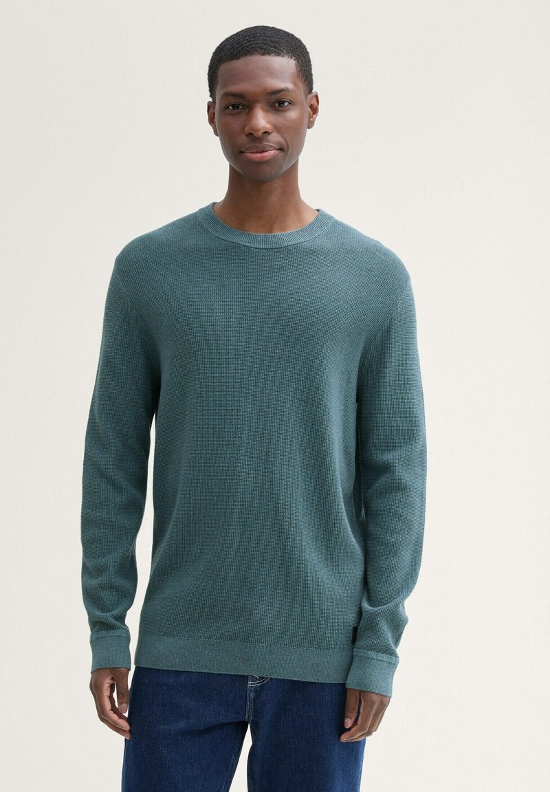 TOM TAILOR STRUKTURIERTER RUNDHALS - Trui - stormy teal melange