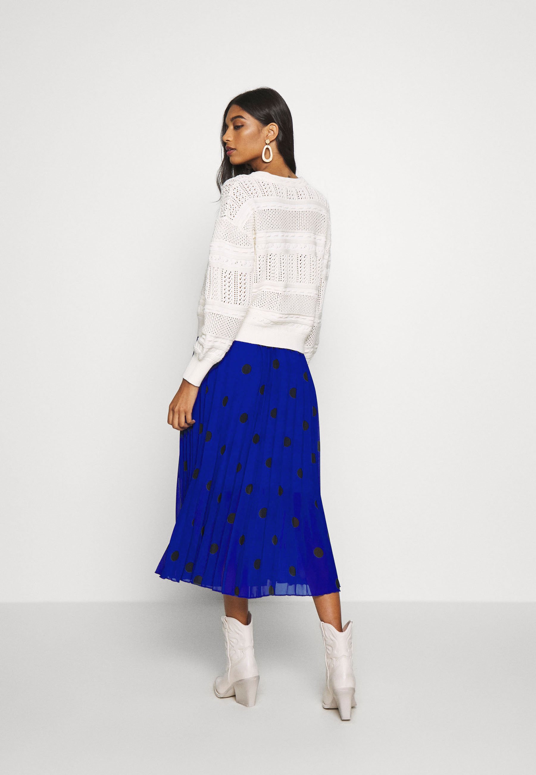Dorothy Perkins SPOT PLEAT MIDI SKIRT A line skjørt blue Dorothy Perkins SPOT PLEAT MIDI SKIRT - A-line skjørt - blue
